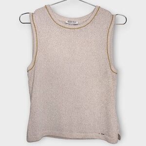 Vtg St. John Sweater Sz‎ P Cream Gold Luxe Sleeveless Sport by Marie Gray